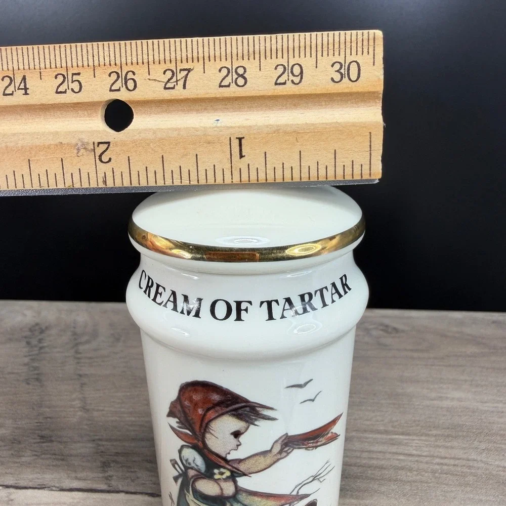 Vintage 1987 MJ Hummel Cream of Tartar Spice Jar ARS AG Gold Trim Ceramic Japan